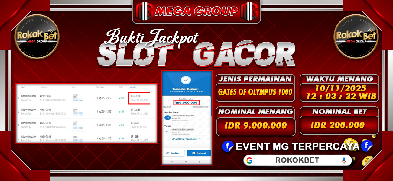 Bukti JP situs Rokokbet hari Rabu, 10 September 2025